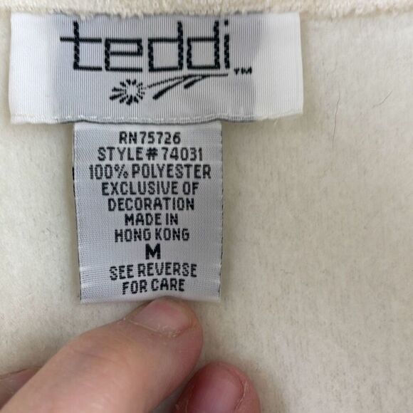 Teddi Women's Snowflakes Winter Scenic Button-Front Cardigan Sweater Medium - Picture 5 of 8